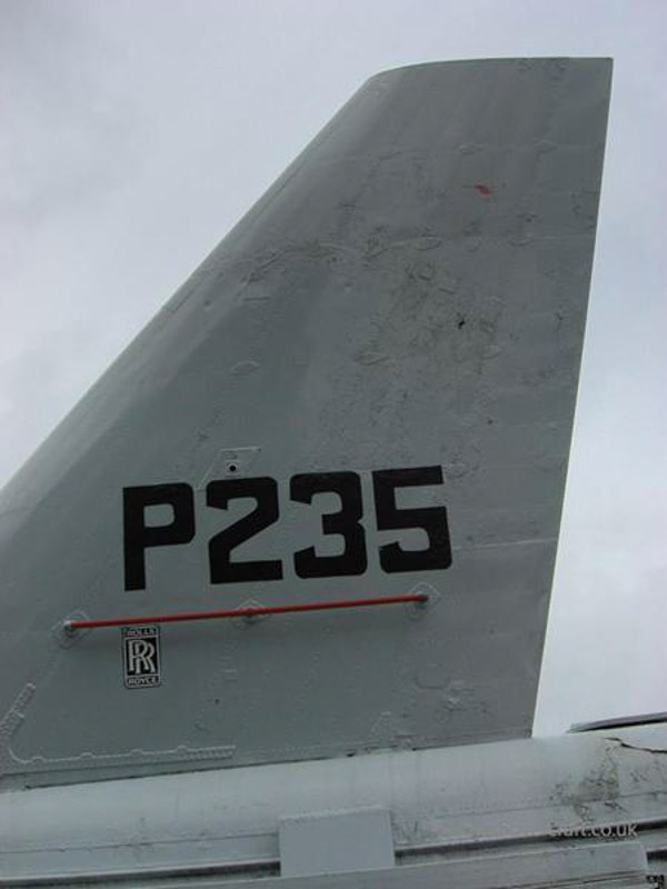 BH7 at the 2009 Hovershow - The rear fin showing the distinctive P235 tail markings (credit: James Rowson).